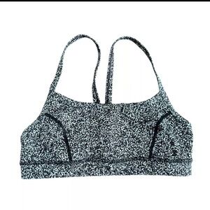 Lululemon Sports Bra Cross Back Athletic Fitness Activewear Black Abstract #4